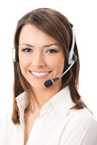 Portrait of happy smiling cheerful support phone operator